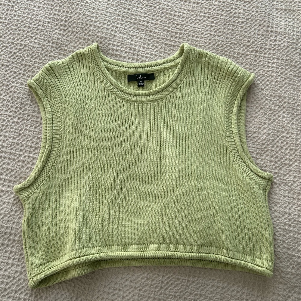 Lulus Sage Green Sleeveless Cropped Sweater